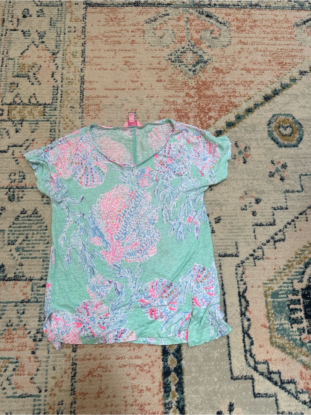Lilly Pulitzer Mint Green Shell Print Short Sleeve Tee
